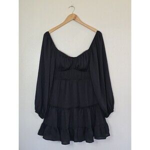 Altar'd State Black Babydoll Dress Womens Size Medium Edythe Mini Whimsical Goth